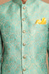 VASTRAMAY Green Woven Design Baap Beta Jodhpuri Set